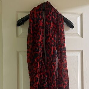Red and Black Leopard Print Scarf